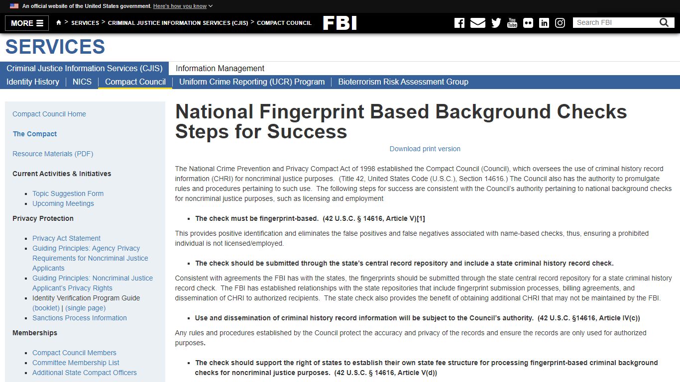 National Fingerprint Based Background Checks Steps for Success