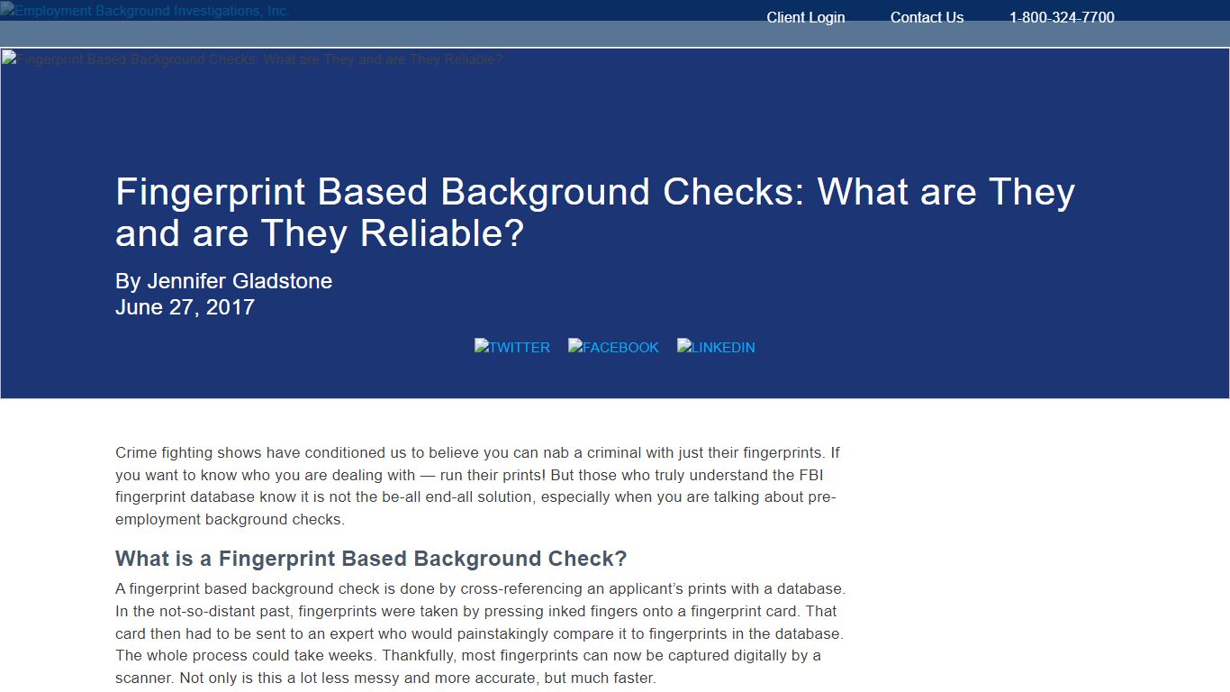 Fingerprint Based Background Checks: What are They and are They ...